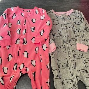 Charming Kids Pajama Set - Pink Penguins & Gray Cats